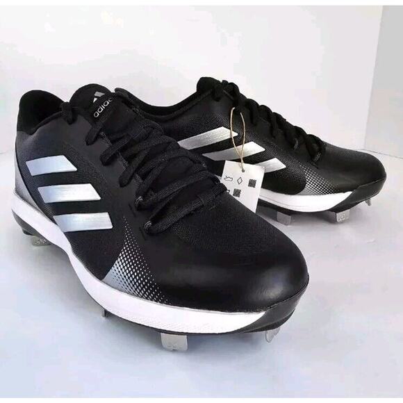 Adidas PureHustle‎ 2 Softball Metal Cleats Black White H00984 Women's Size 9.5 - Picture 1 of 11